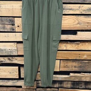 Green Pull On Cargo Joggers